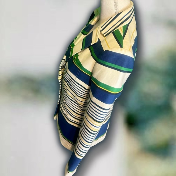 NWOT Tommy Hilfiger ‘3-Pocket’ Ivory & Navy Striped Button Front Blazer Size 8 - Picture 5 of 16